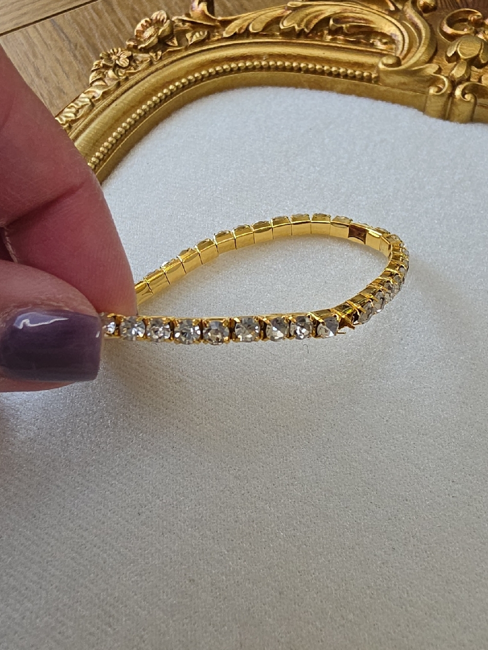 Elegant Gold Crystal Tennis Bracelet - Gold